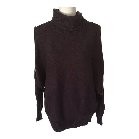 Nordstrom Beach Lunch Lounge Sweater Women’s Large Purple Button Sleeve Pullover - Picture 2 of 11